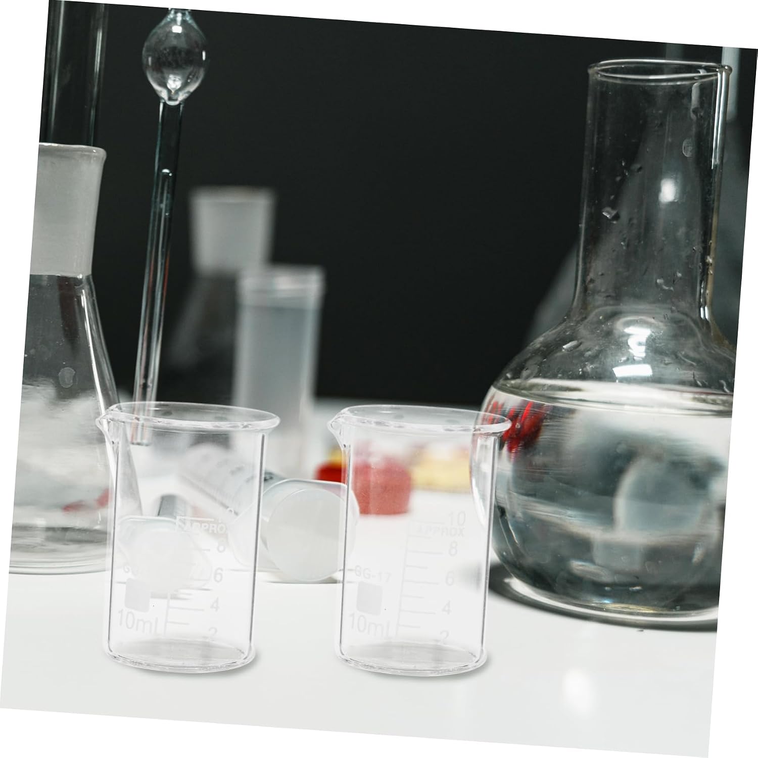 LIFKOME 6Pcs High Resistant Glass Measuring Beakers Scale Lab Tools for Accurate Liquid Measurement Science Experiments and Kitchen Use