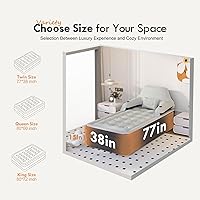 Vista 5 de DIMAR GARDEN Colchón de aire tamaño individual con cabecero y bomba, colchón hinchable cama inflable con almohadas