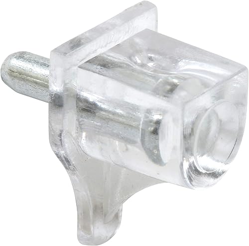Prime-Line 242159 - Clavija de soporte para estante pequeña, vástago de metal, soporte de plástico transparente (paquete de 8)