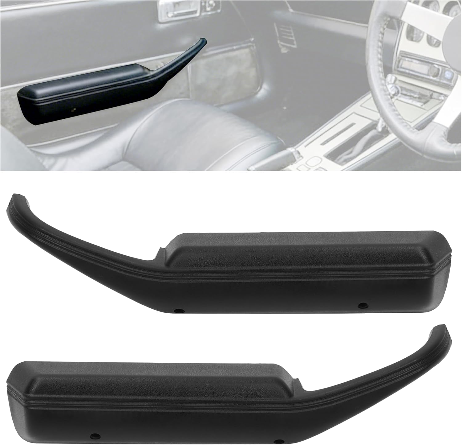 ALMULOO Front Door Armrest Compatible with 1978-1982 Chevrolet Corvette Plastic Unfinished Black Driver + Passenger Side Door Panel Armrest Arm Rest Door Pulls Pair