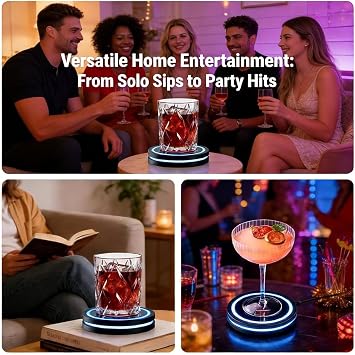 Smart Coaster Cocktail Maker Machine - 2026 New Portable Automated Bartender w/Smart Sensing Tech, Interactive Mood Lighting for Home Bar & Parties (3pcs)