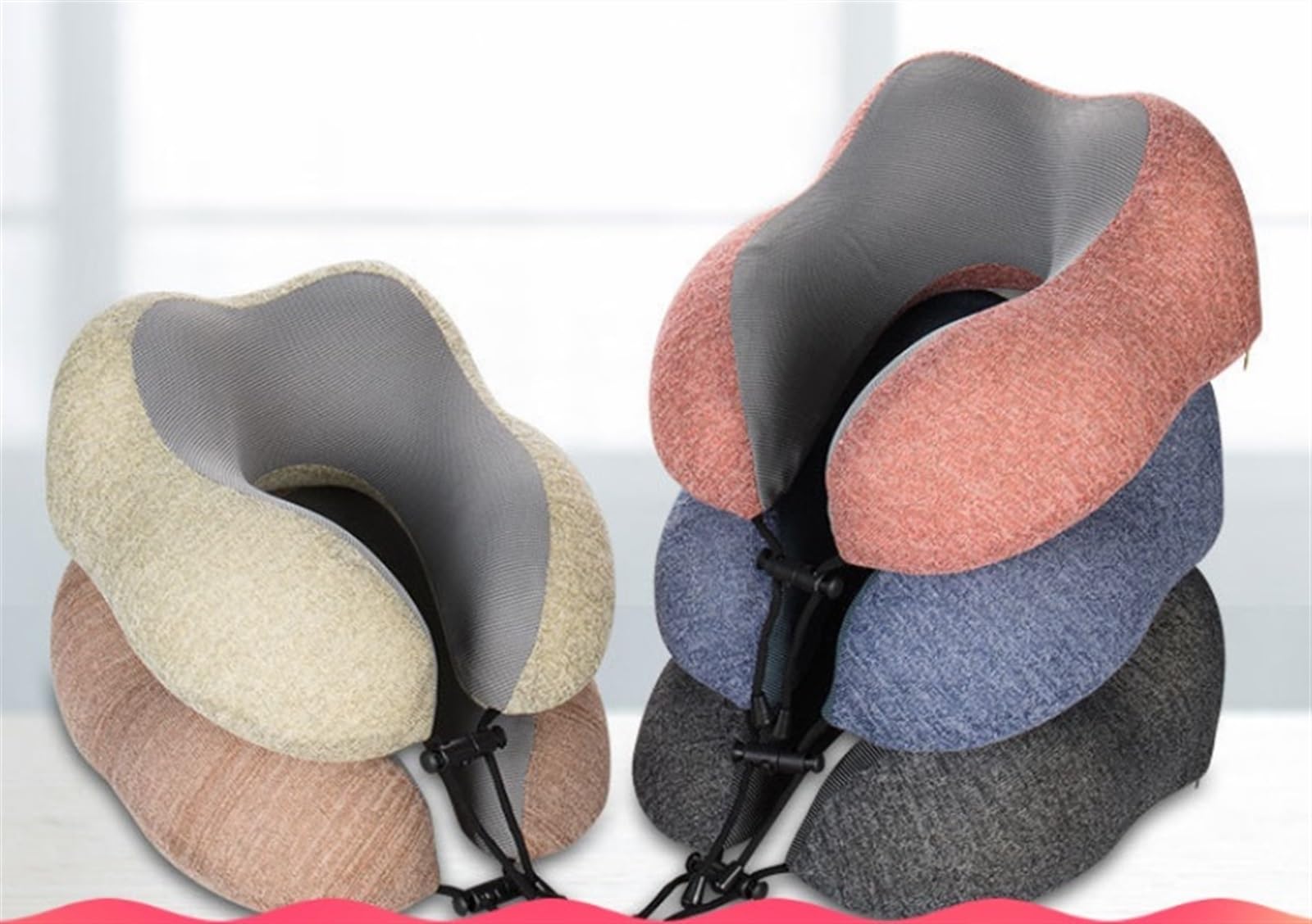 Poduszka Podróżna Poduszka Podróżna Z Pianki Memory Foam, Regulowana, Dzianinowa, Do Samolotu I Samochodu Poduszka na Kark(Black)