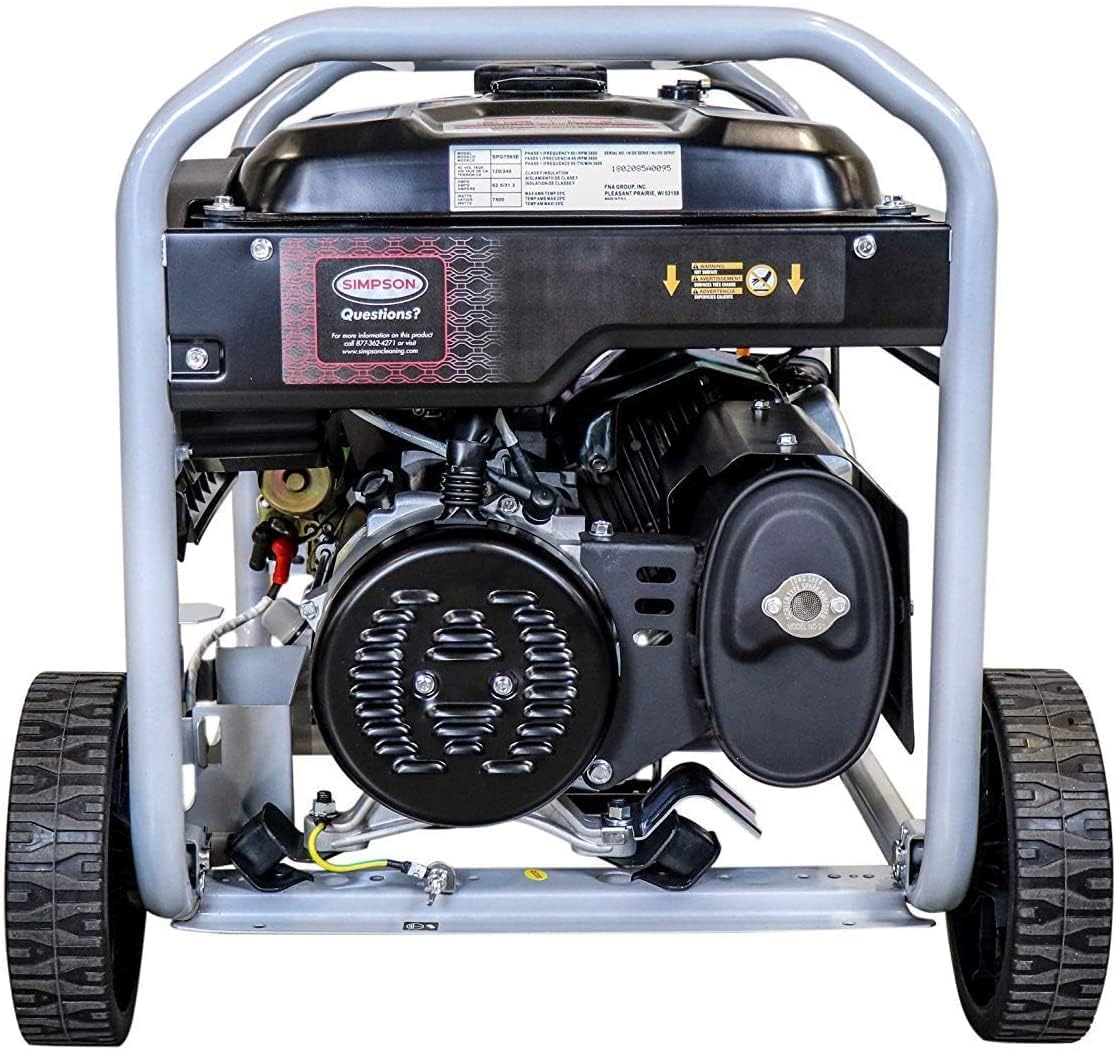 SIMPSON Cleaning SPG7593E Portable Gas Generator and Power Station with Electric Start for Camping, RV, Home Use, Construction, and More, 7500 Running Watts 9375 Starting Watts