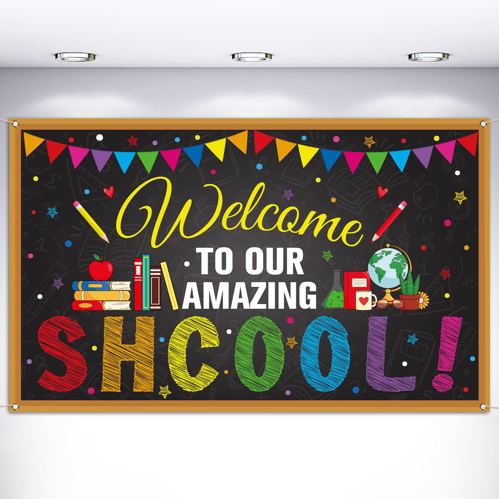 Vohado Welcome Back to School Photo Booth Backdrop September Party Decor School Classroom Photography Background Wall Decor Banner-5.9×3.6ft