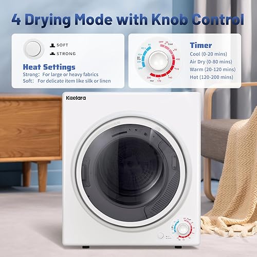 Miniatura 3 de Secadora portátil, 3.5 pies cúbicos para lavandería con bañera de acero Stianless, secadora de ropa de 15000 W para el hogar, apartamento, 4 modos