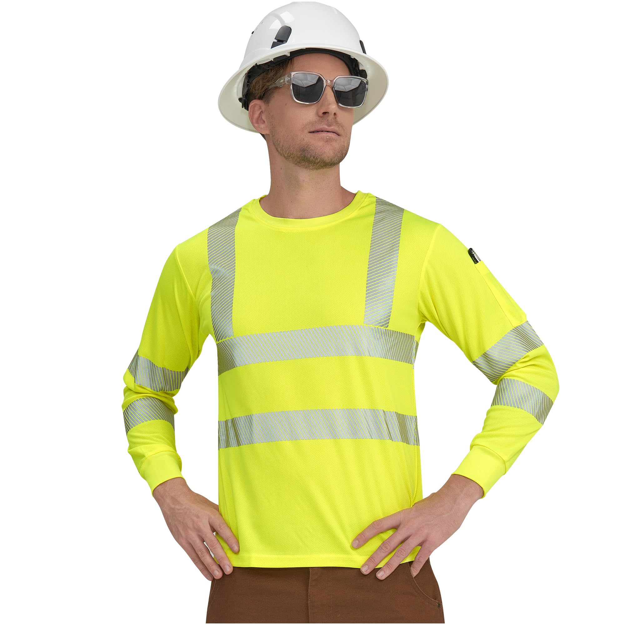 AYKRM Safety High Visibility Long Sleeve Construction Work Shirts Class 3 Workwear | Hi Vis Shirt