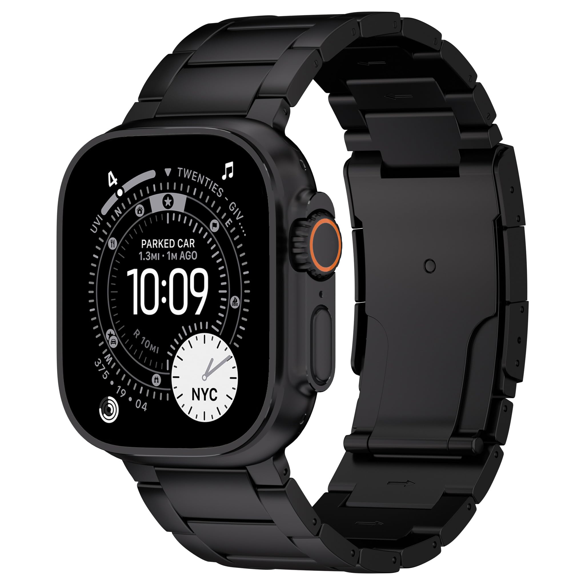 Ultra Supply Co. Titanium Apple Watch Ultra Band - Premium Titanium Watch Band 49mm - DLC Coating - Foldover Clasp - Adjustable Metal Bands for Apple Watch Ultra 3, 2, 1-26mm Wide, Black Titanium
