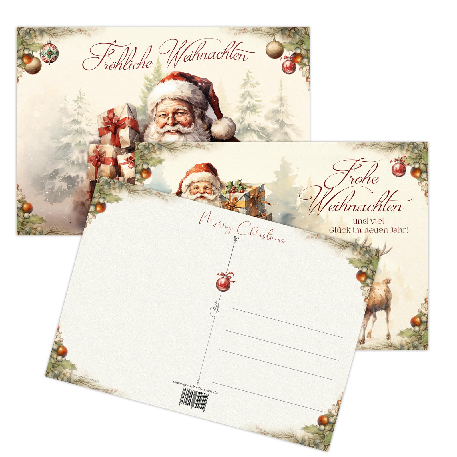 Weihnachtskarten-Set – 12 Karten Mit 6 Motiven | In Geschenktasche | Für Familie, Freunde & Kollegen