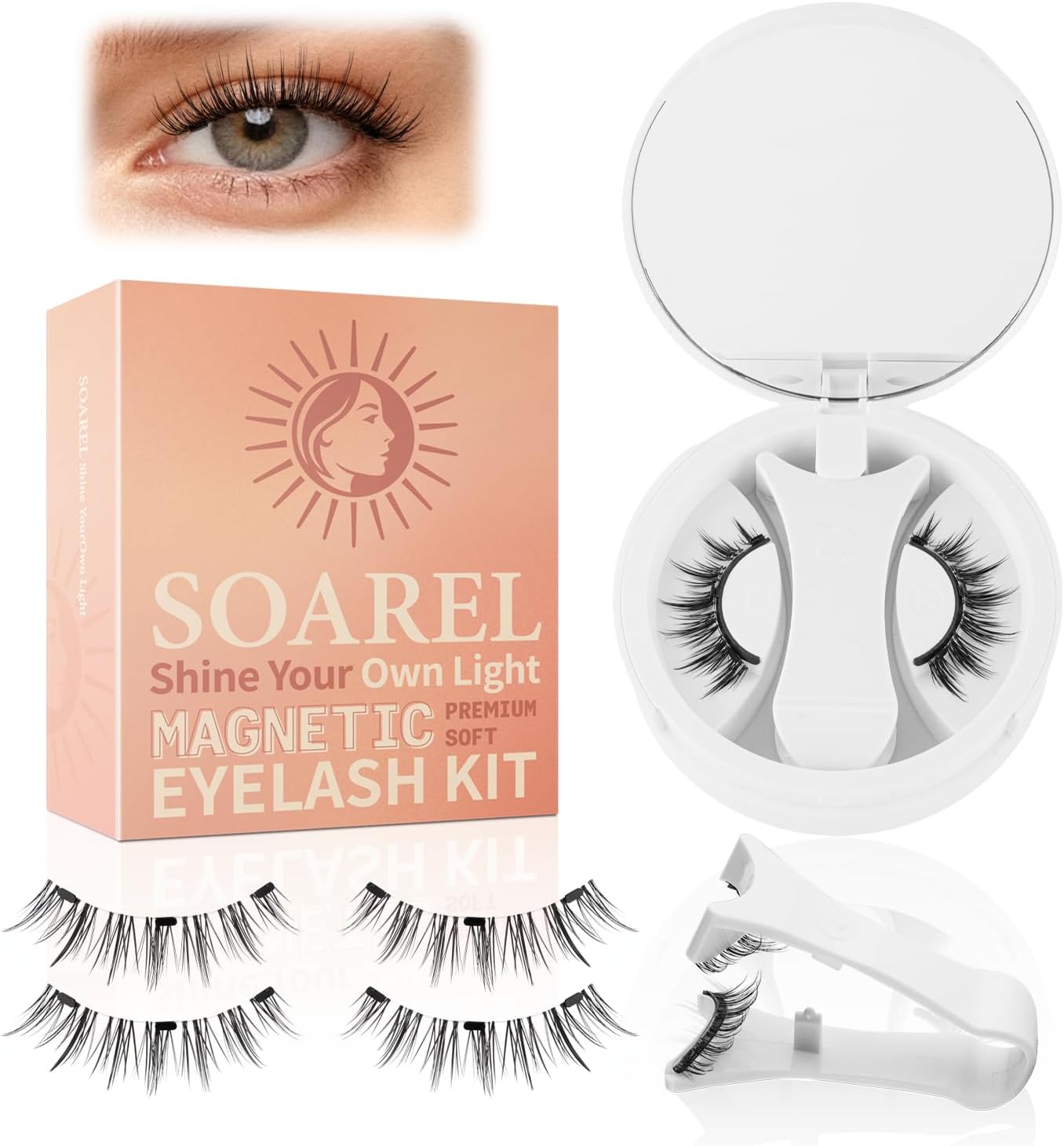 Natural Look False Eyelashes – Lightweight Reusable Wispy Lashes with Comfortable Soft Band, Easy to Apply Everyday Fake Lashes for Women