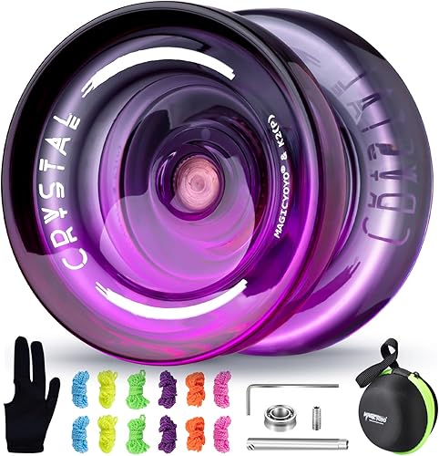 MAGICYOYO K2 Crystal - Yoyo profesional sensible para niños principiantes, rodamiento de yoyo extra insensible Pro plástico para adultos+12