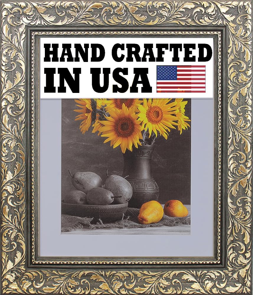 Picture Frames 12x24 Frames 3-3/8" 12x24 Poster Frame,12 x 24 Grey Gold Picture Frame for Wall Mounting, Large Frame Ornate 24x 12 Canvas Oil Painting