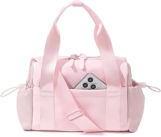 Bucosd Small Gym Bag for Women, Mini Crossbody Gym Duffle Bag with Wet Compartment, Carry on Gym Tote Bag for Workout Dance Sport Travel (Mini-Pink)