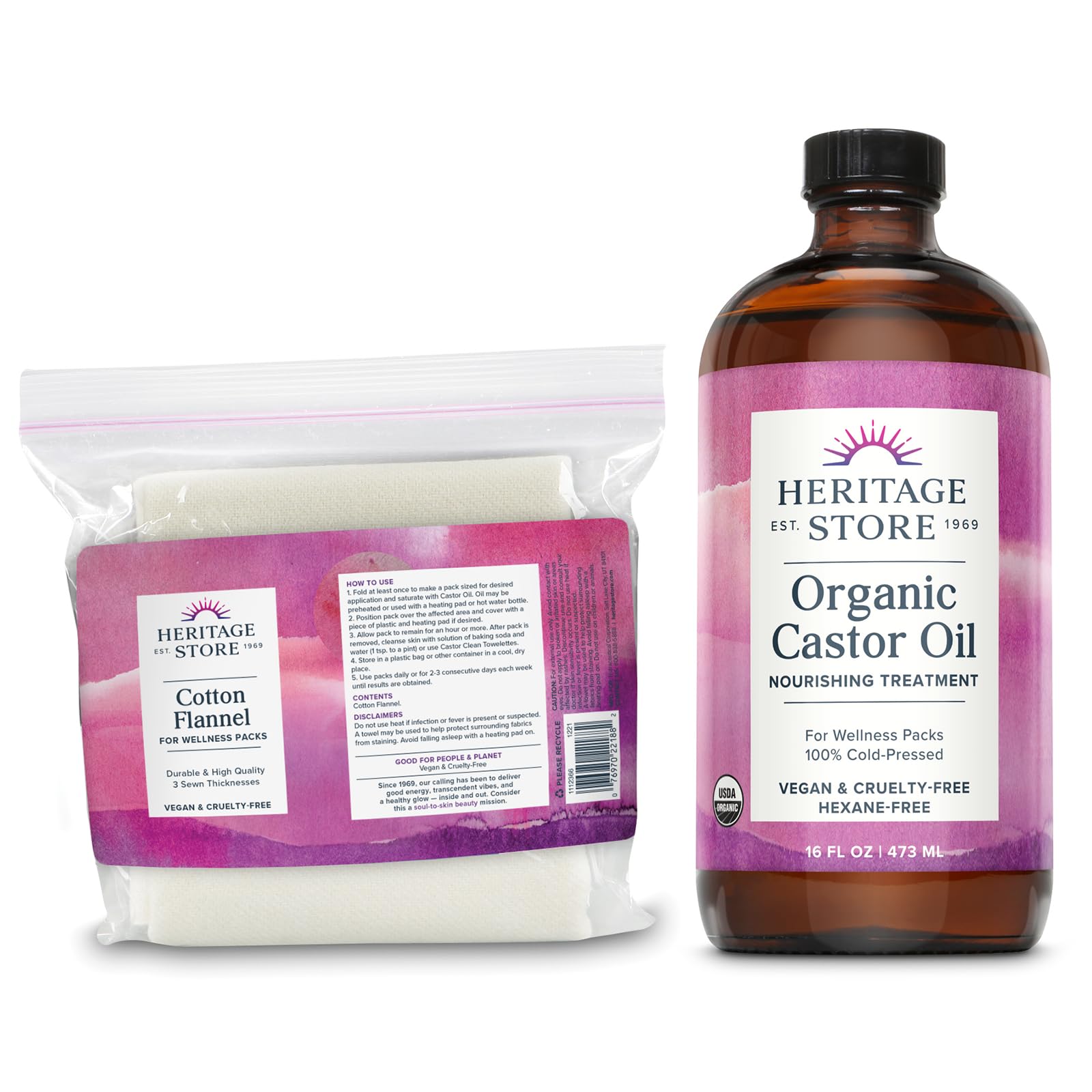 Amazon.com : HERITAGE STORE Organic Castor Oil Pack Wrap Kit