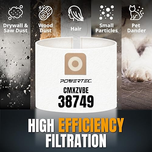 Miniatura 5 de POWERTEC CMXZVBE38749 Bolsas de vacío para Craftsman 38749 3PK, para Craftsman CMXEVBE 17595, 17607, 17596, 17656, 18595, 18695, bolsas de repuesto