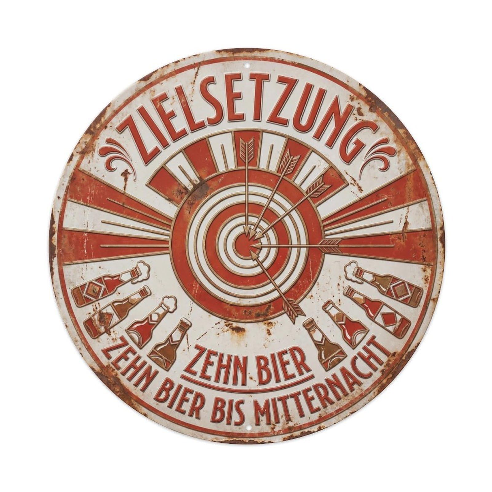 Vintage Bar Style Zielsetzung Humorous Lounge Goalsetting Metal Tin Sign Plaque Wall Decor for Cafe, Club, Garden Round Metal Poster 8x8Inch
