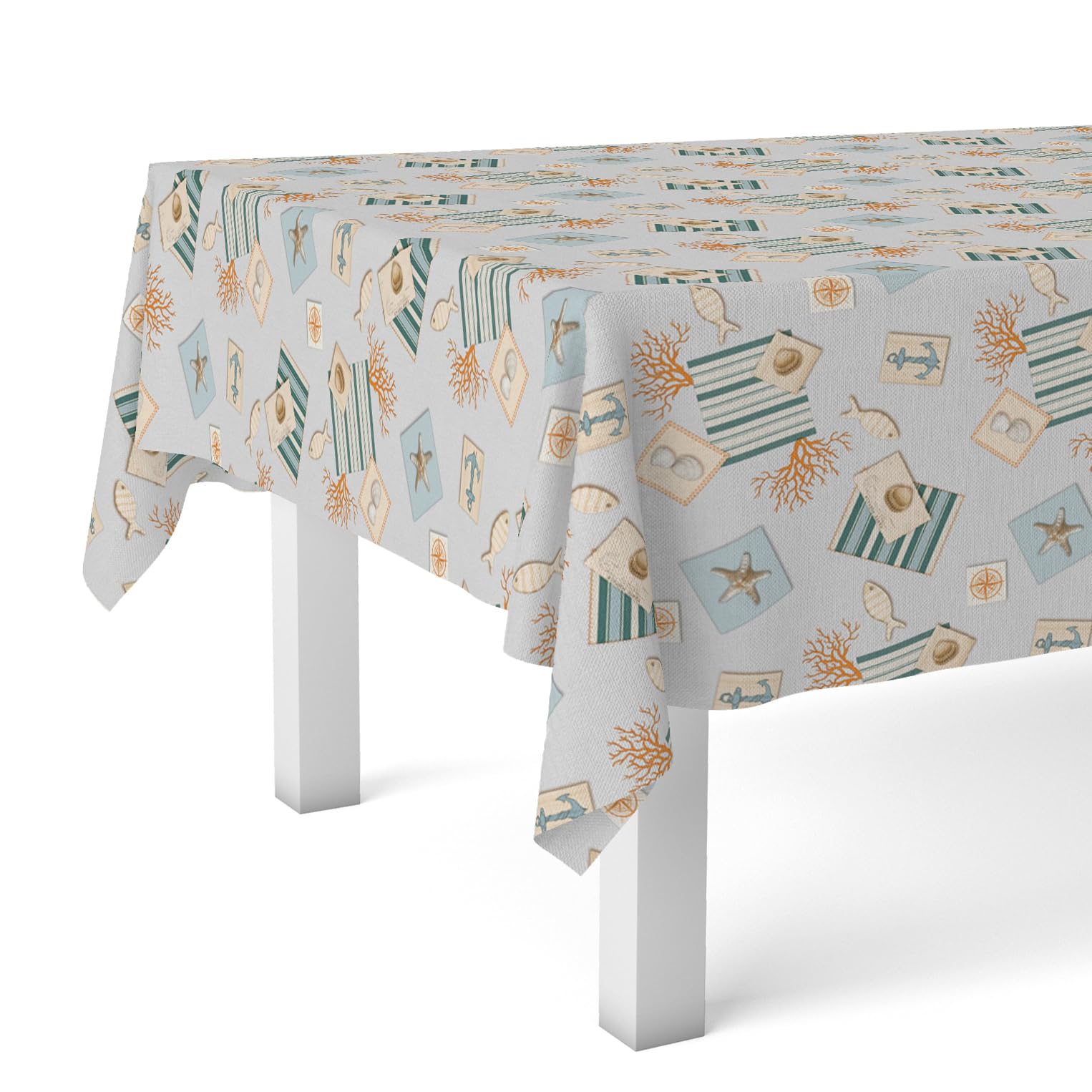 Nappe cirée Recife Bleue Martina Home 200x140cm au motif géométrique et étanche