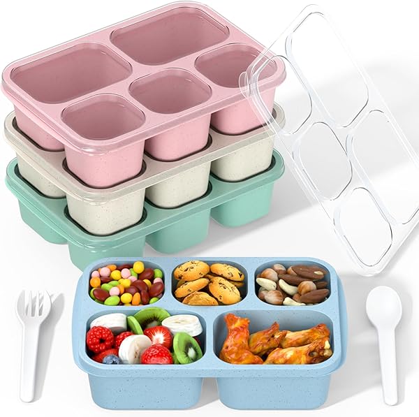 Enstphjoy 4 Pack 5-Compartment Bento Box Set