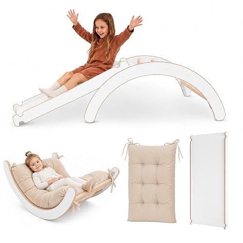 MAMOI® Juego de trepa de Interior 3 en 1 Set. Arco de Escalada Montessori con Cojines