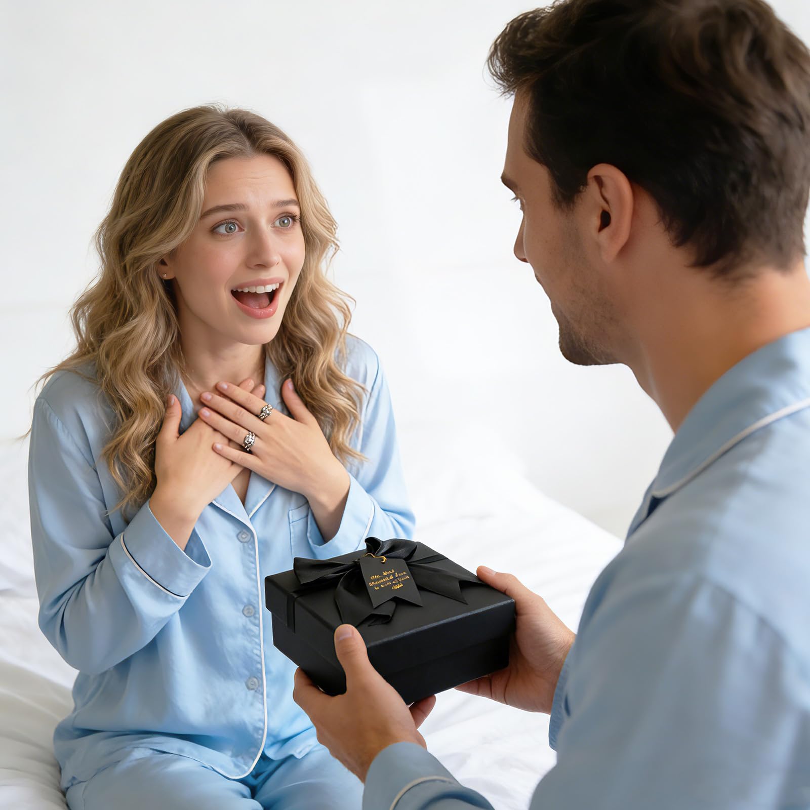 Confezione da 5 scatole regalo annidate nere con coperchio per regali di San Valentino, confezione di lusso con fiocchi ed etichette regalo per Ringraziamento, compleanni, matrimoni e festa della