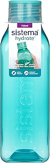 Sistema Square Water Bottle | 725 ml | BPA Free Water Bottle | Seal Tight Lid | Easy Grip Sides | Assorted Colours