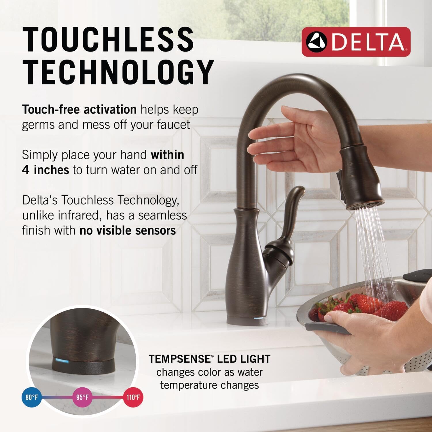 Delta Faucet Leland Touch Kitchen Faucet with Touchless Technology, Oil Rubbed Bronze Kitchen Sink Faucet with Soap Dispenser, Pull Down Kitchen Faucet, Touchless Kitchen Faucet, Venetian Bronze