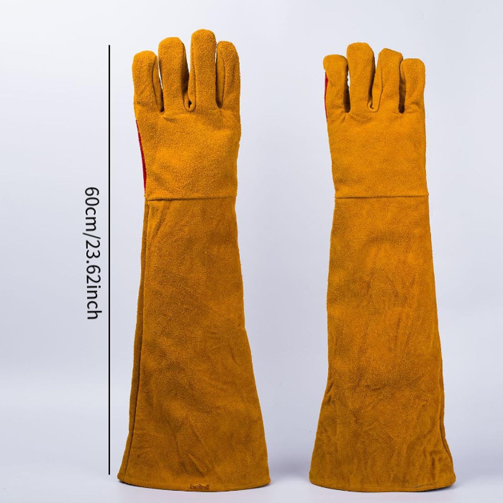 LOVIVER Gants de soudage, gants de travail, résistants à la chaleur, multifonctions, pour barbecue, manches longues, pour cuisson, four, barbecue, cheminée, 60cm