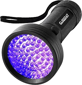 GLOSSDAY Lanterna Blacklight 68 LED, luz ultravioleta, luz negra, detector de urina profissional para animais de estimação para urina de cão/gato, manchas de animais de estimação, escorpiões de caça