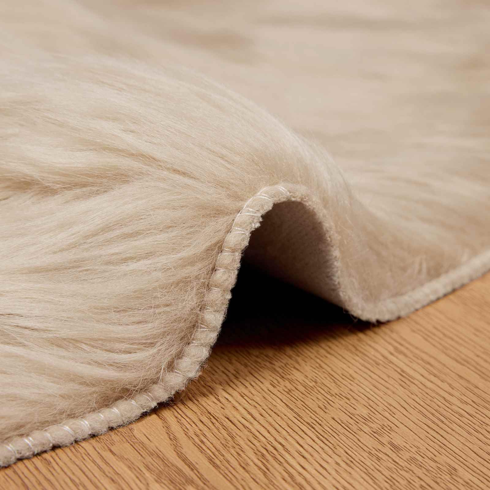 Tappeto in pelliccia di pecora sintetica, rotondo, Ø 160 cm, beige