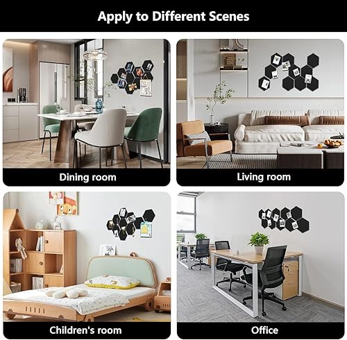 Miniatura 9 de 6 azulejos hexagonales de fieltro para pared, tablero de corcho autoadhesivo, tableros de anuncios hexagonales con pasadores, tablero de corcho de