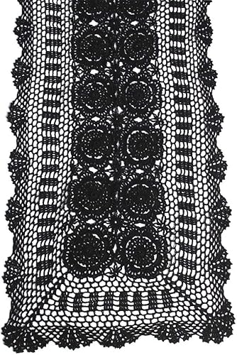 KEPSWET - Camino de mesa rectangular de algodón, hecho a mano, estilo de crochet para mesa auxiliar, color beige