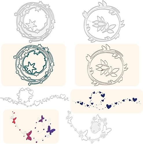 4 piezas troqueladas para hacer tarjetas, troqueles de corte de metal para manualidades de papel y fabricación de tarjetas, guirnalda de pentagramas
