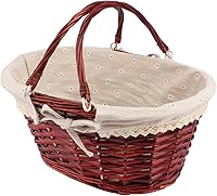 Vista 8 de 2 Pack Medium Size Wicker Basket with Handle, 12.6x9x4.7 in Wicker Picnic Basket with Liner, Empty Gift Basket, Oval Willow Woven Basket for Fruit