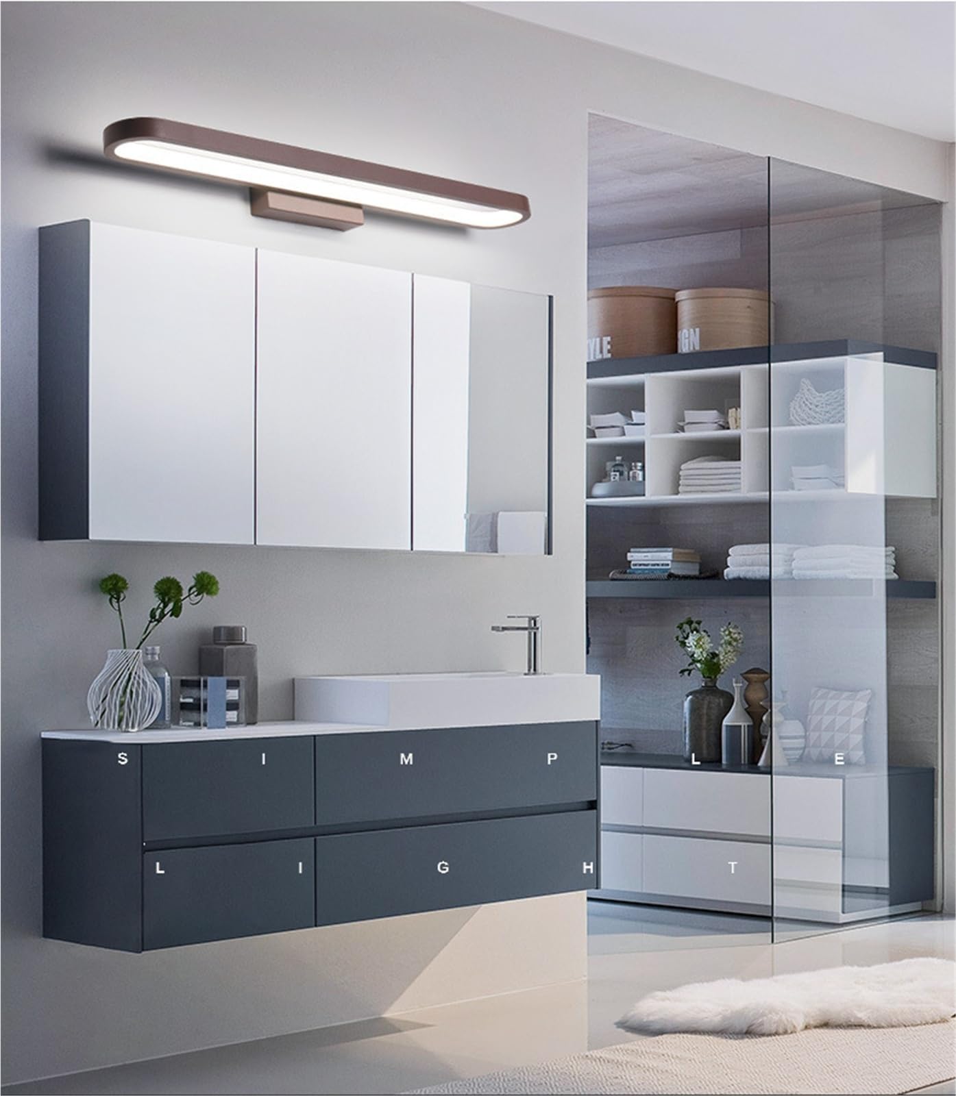 Luce LED Impermeabile Per Specchio Bagno Dimmerabile Bagni Moderni Luce Lampada Per Specchio Da Bagno Molto Luminosa Trucco Illuminazione Di Bellezza Alluminio Sottile