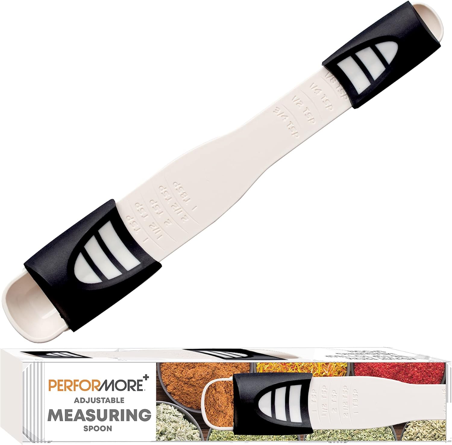 Performore Adjustable Measuring Spoon with Double End Adjustable Scale, 9 Stalls All in One Measuring Spoon, Wide Range of Measurements – Dry and Semi-Liquid Ingredients for Baking, Cooking