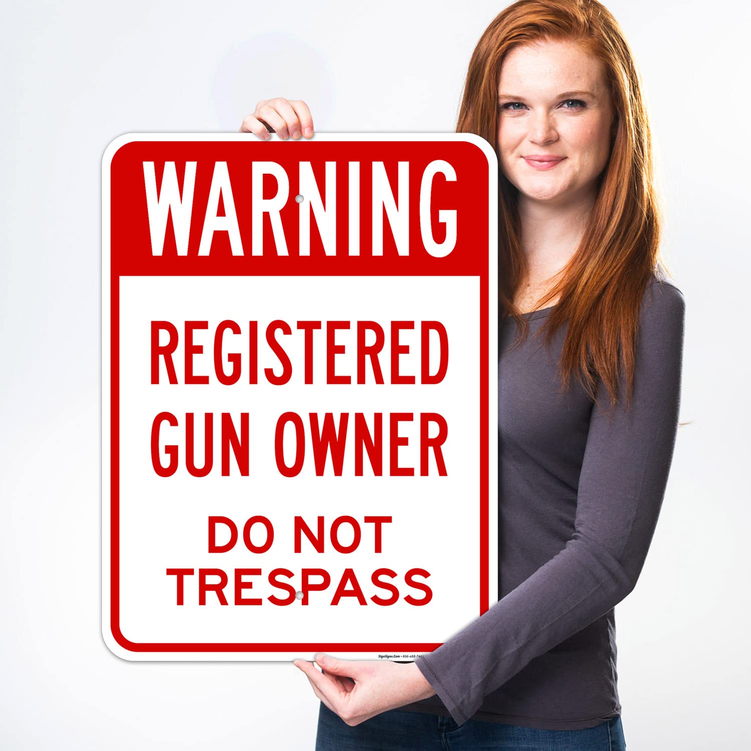 Warning Registered Gun Owner Do Not Trespass Sign, 18x24 Inches, Rust Free .063 Aluminum, Fade Resistant, Made in USA