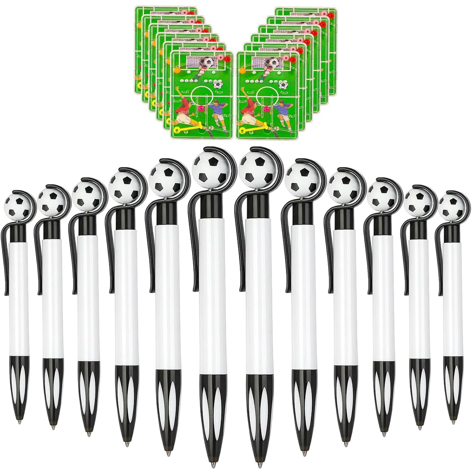 24Pcs Football Party Bag Fillers,Include Retractable Soccer Ballpoint Pens
