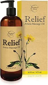 Relief Arnica Massage Oil for Massage Therapy &amp; Home Use Therapeutic Massaging Oil Great for Lymphatic Drainage, Sore Muscles &amp; Joints. All Natural with Arnica Montana &amp; Lemongrass Essential Oil