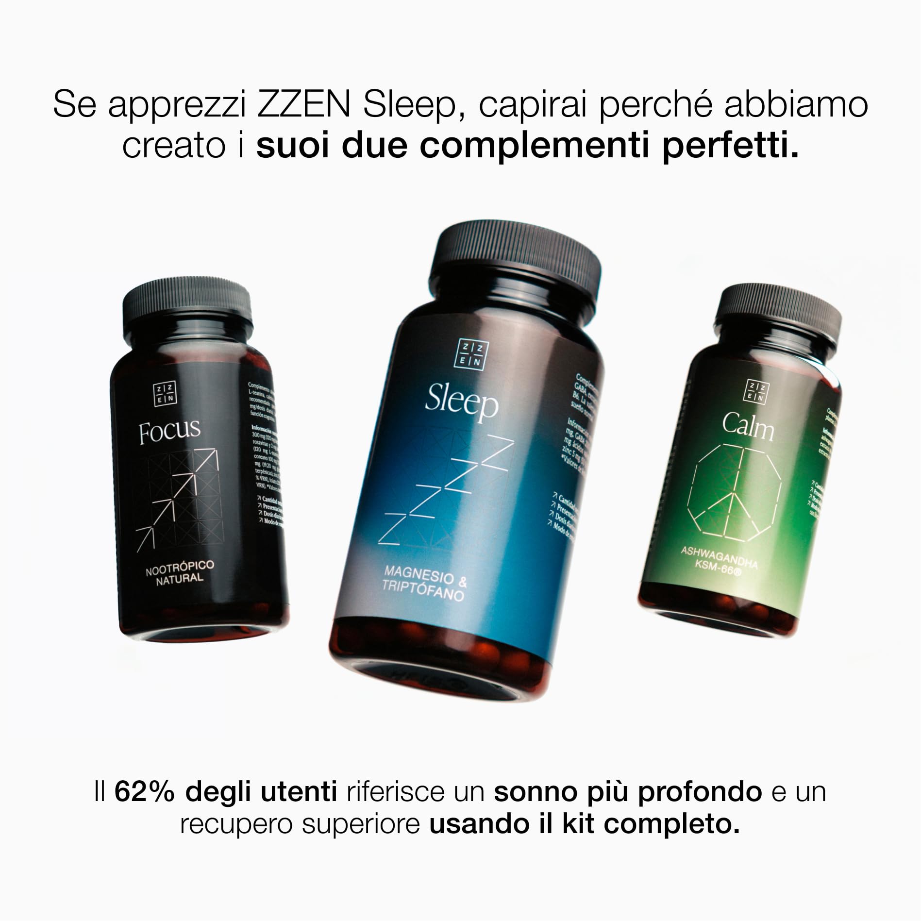 ZZEN SLEEP - Magnesio Bisglicinato (300 mg), L-Triptofano, Valeriana e GABA | 60 Compresse per Dormire con Vitamina B6 e Zinco, Sonno senza Melatonina, Integratore per Insonnia (Set di 3)