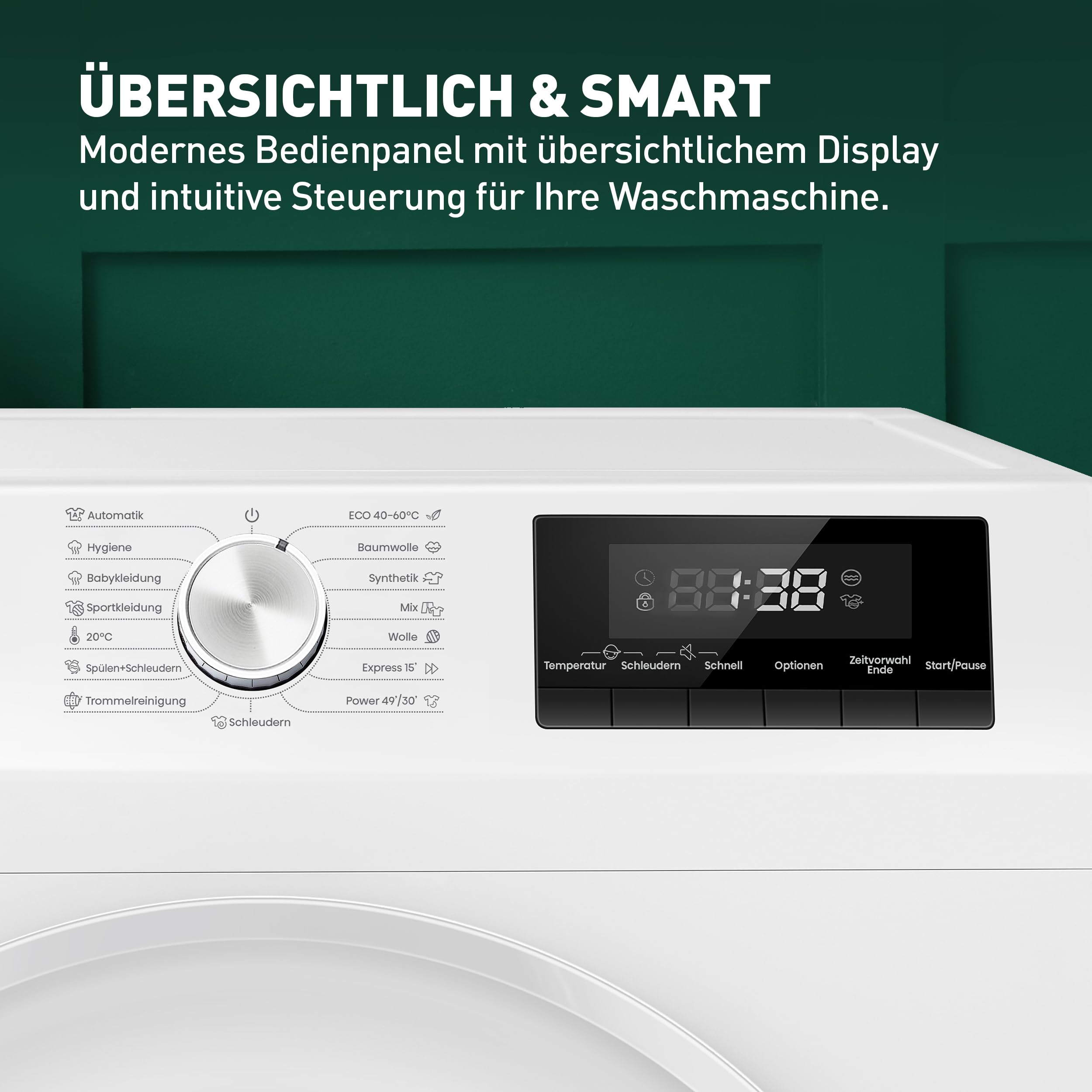 Heinrich´s Waschmaschine 8kg 1400 U/min Aqua-Stop LED-Display Inverter Motor Energieeffizienzklasse A weiß