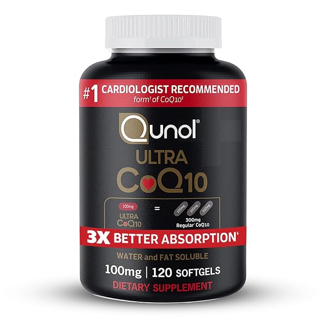 Qunol CoQ10 100mg Softgels Ultra CoQ10 100mg 3x Better Absorption Antioxidant for Heart Health Energy Production Coenzyme Q10