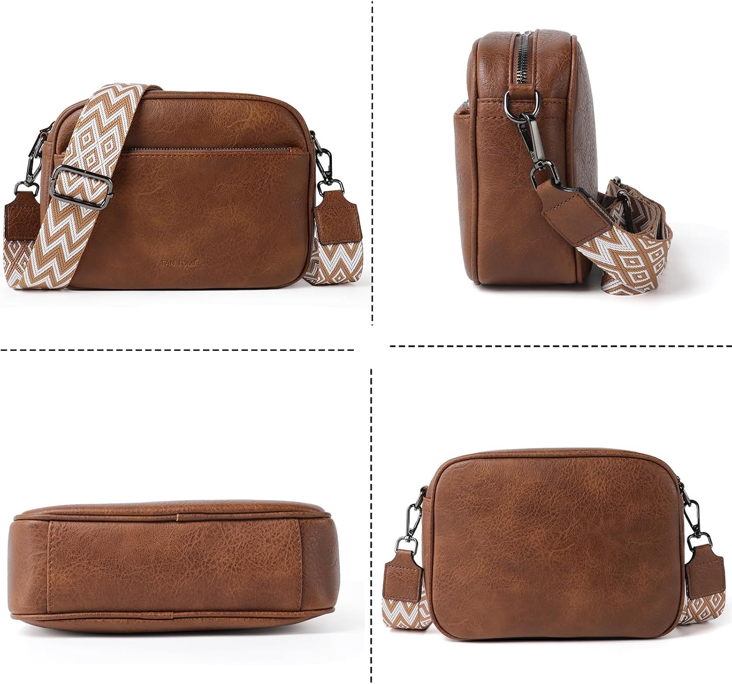 TANTOMI Crossbody Bags for Women Trendy,Vegan Leather Crossbody Purses for Women Small Shoulder Bag Handbags with Wide Strap