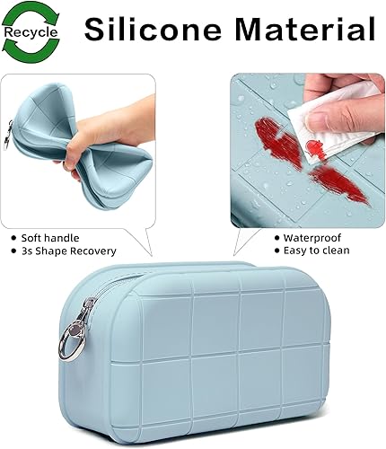 Miniatura 4 de Bolsa de maquillaje de silicona, bolsa de cosméticos de viaje, bolsa de maquillaje, lindo organizador de maquillaje, bolsa versátil con cremallera