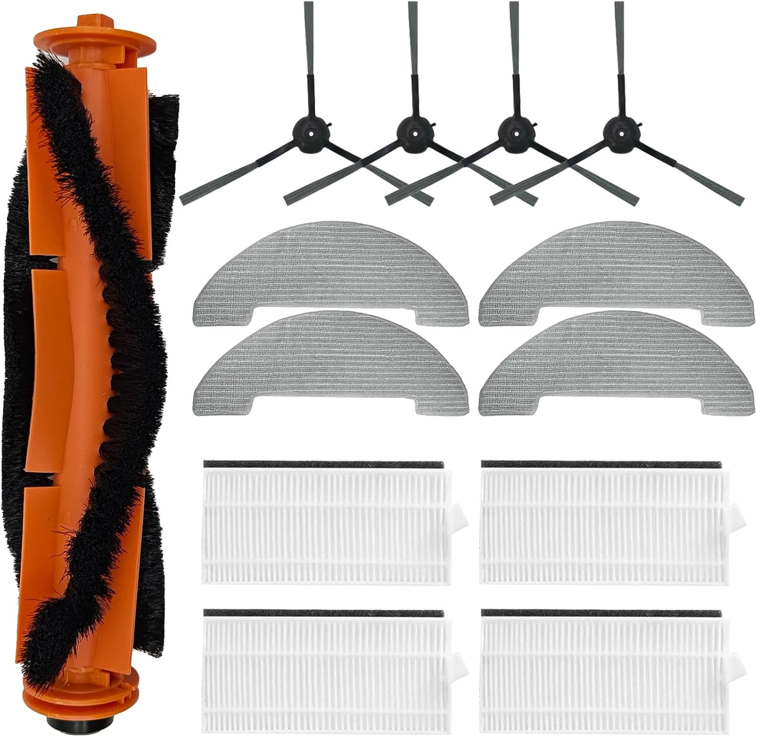 Replacement Parts Accessories Kit Compatible with XIEBro HR101/T8S Robot Vacuum Cleaner 1 Roller Brush, 4 Side Brushes, 4 Hepa Filters, 4 Mop Pad