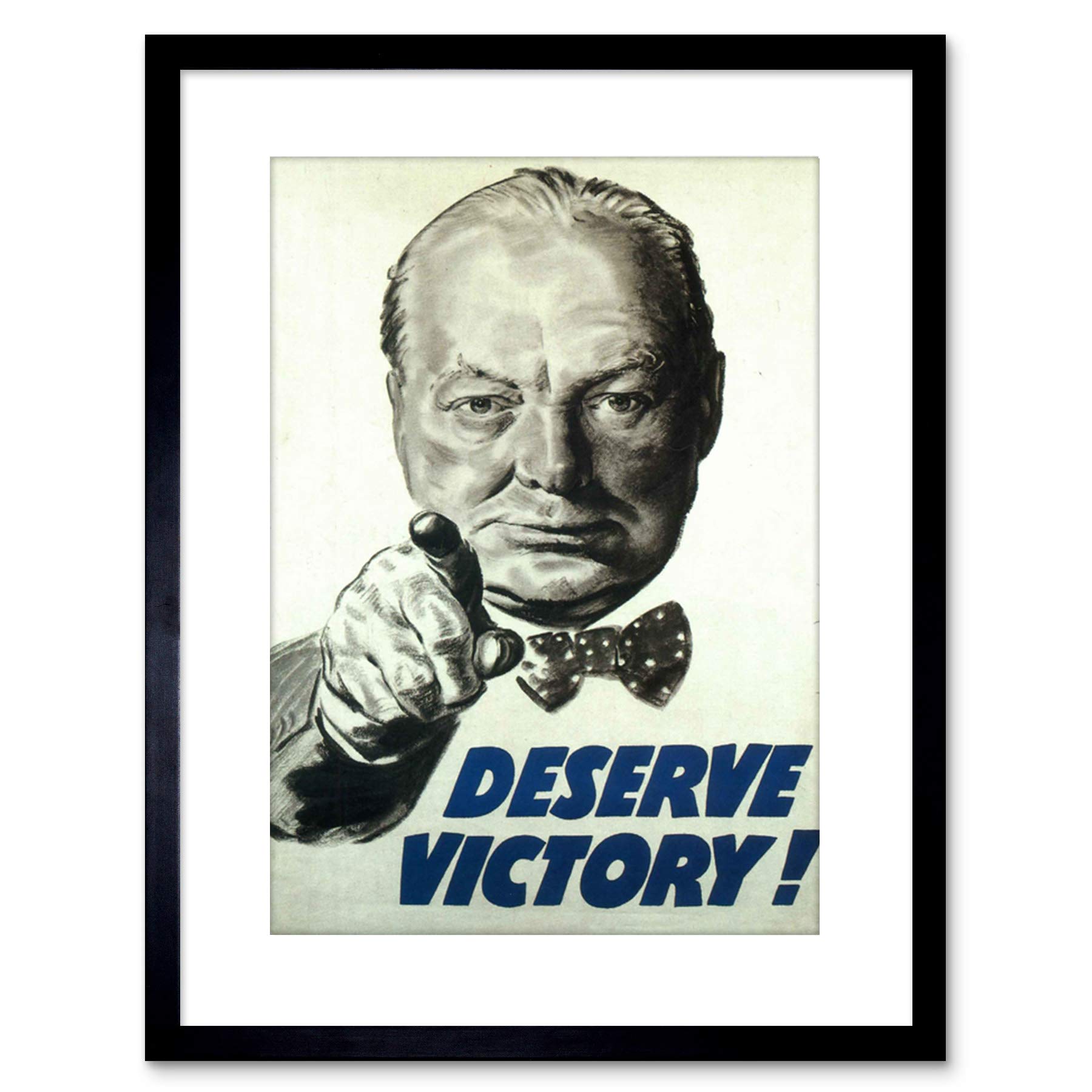 Wee Blue Coo VINTAGE AD WWII DESERVE VICTORY CHURCHILL UK FRAMED PRINT F97X6156