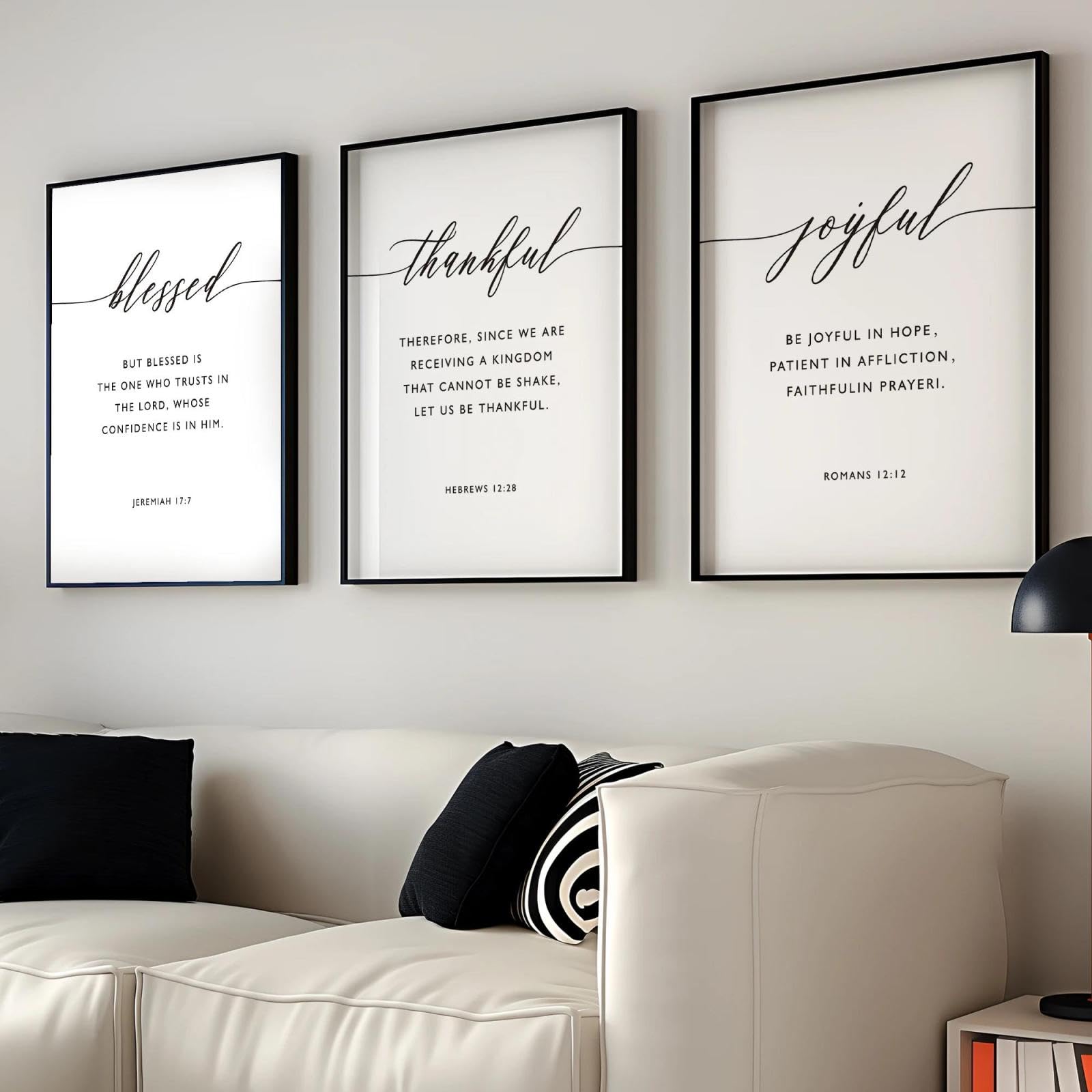Baibexing Jeremiah 17:7 Christianity 3Pcs Bible Verse Wall Art Prints Canvas Painting Poster Picture For Living Room Home Decor 21X30Cmx3Pcs Unframed