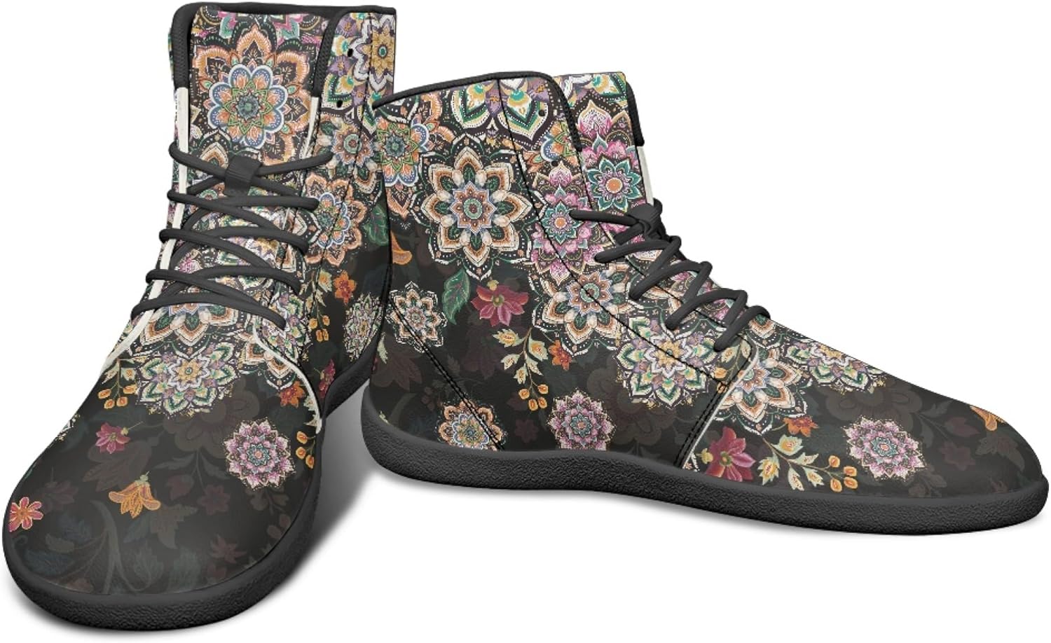 Stylish Print PU Leather High Top Barefoot Sneakers Shoes for Men Women