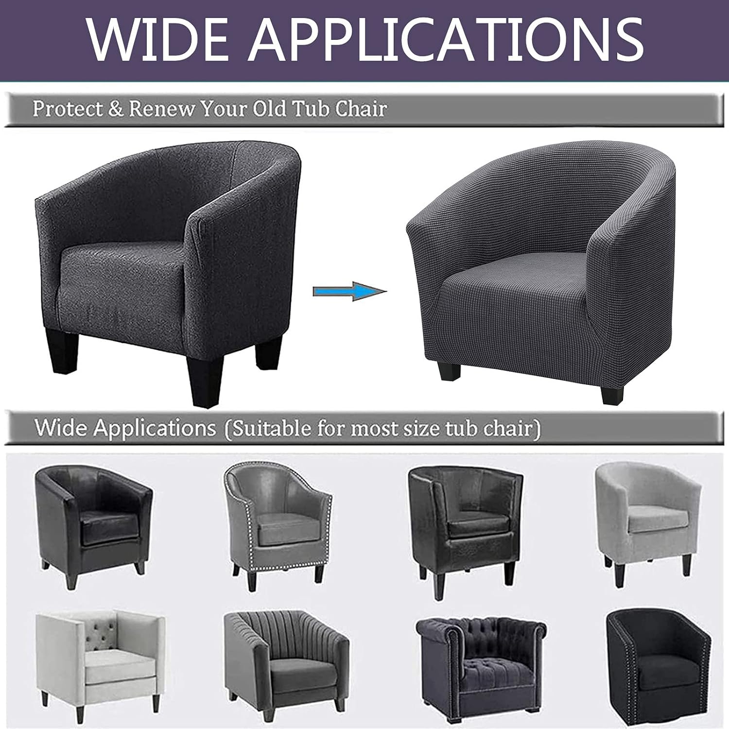 Stretch Checked Club Chair Covers Armchair Slipcovers Furniture Protector Sofa Covers Tub Chair Covers for Armchairs