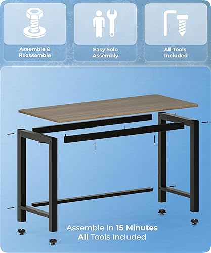 Miniatura 4 de Escritorio de oficina en casa de 43 pulgadas, escritorio moderno para computadora de 43.3 x 23.6 x 29.5 pulgadas, mesa de PC con marco grueso,