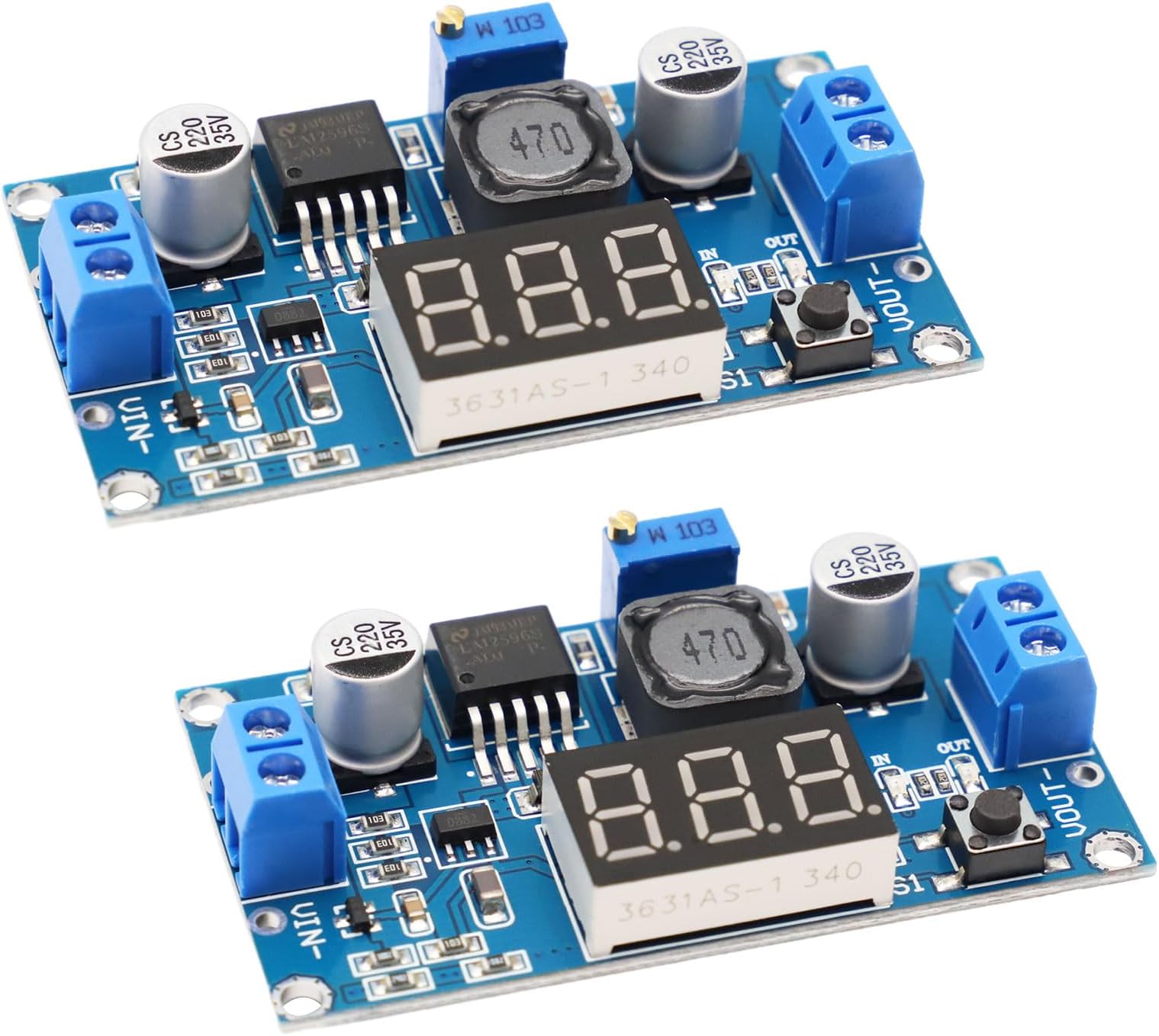 APKLVSR 2 x Step Down Converter, LM-2596 DC-DC Buck Converter Module ...