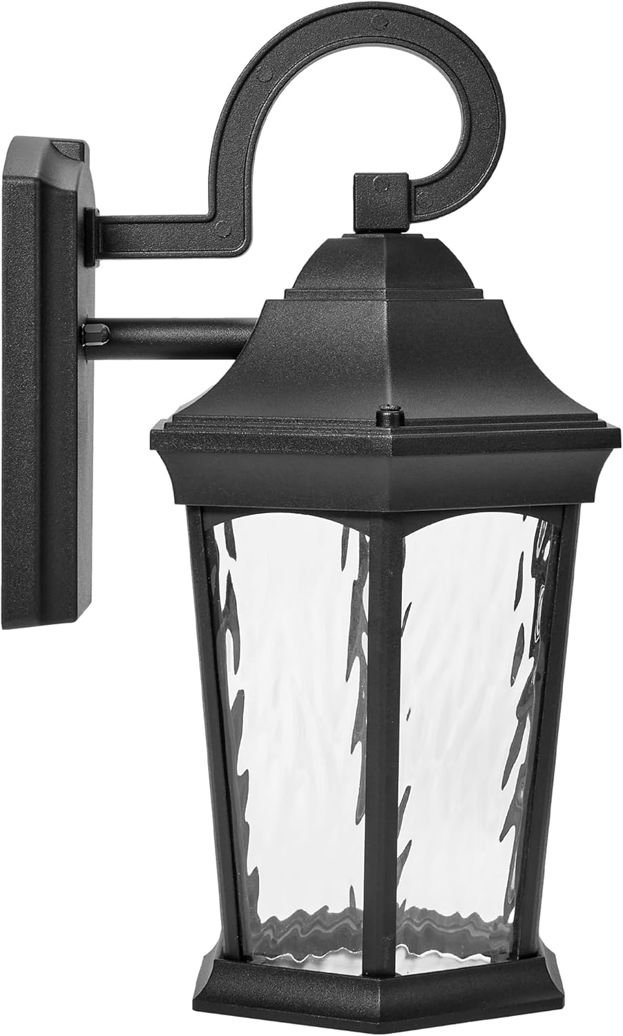 Maxxima LED Motion Sensor Outdoor Wall Light, 3 Lighting Modes, Dusk to Dawn Sensor, Black w/Clear Water Glass, 800 Lumens, 3000K Warm White, Exterior Porch Light Fixture